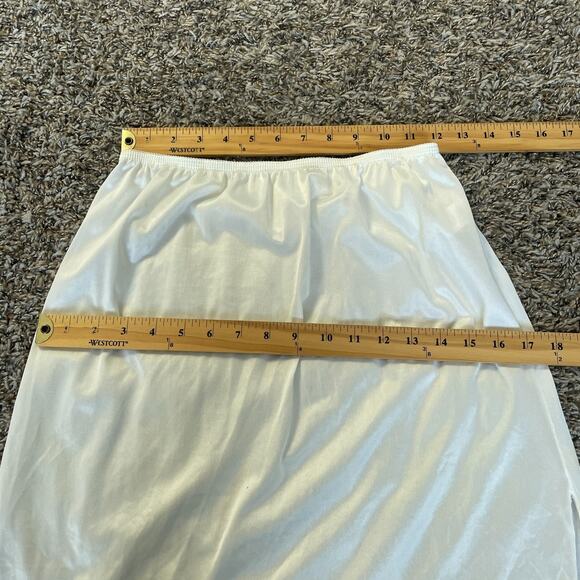 Vintage Half Slip Skirt Size Large White Ivory Solid Satin Nylon Side Slit - Picture 13 of 15